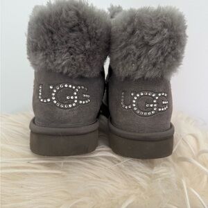 UGG Charcoal Boots with Rhinestone Logo